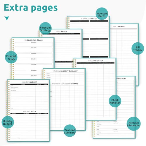 Budget Planner | Monthly Expense Tracker Notebook & Undated Bill Organizer - Blue