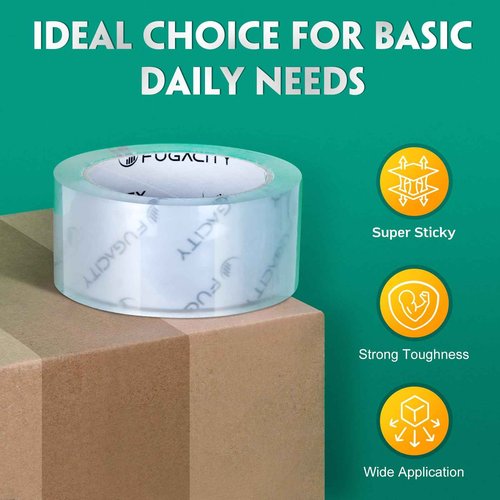FugaCity Clear Packing Tape Refills (24 Rolls),Heavy Duty Packaging Tape for Moving Sealing, Moving Supplies Shipping Tape,2.7 Mil Thick, 2 in Wide,65 Yards Per Roll,Total 1560 Yards
