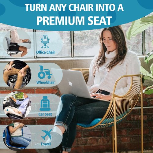 JAEMEYEM Gel Seat Cushion (20"x20"x2") for Long Sitting, Super Large Gel Cushions for Elderly Pressure Relief, Office/Desk Chair, Wheelchair, Car & Airplane Seat, Couch, Stadium Cushion Pads