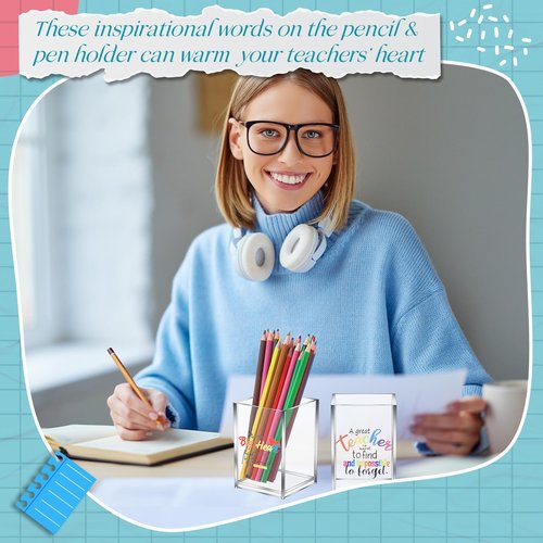 Cholemy 10 Pack Teacher Appreciation Gifts Bulk Pencil Holders Acrylic Pen Holder Desk Organizer Pencil Cup Containers for School Office Home Supplies Christmas Teacher Gifts(Clear)