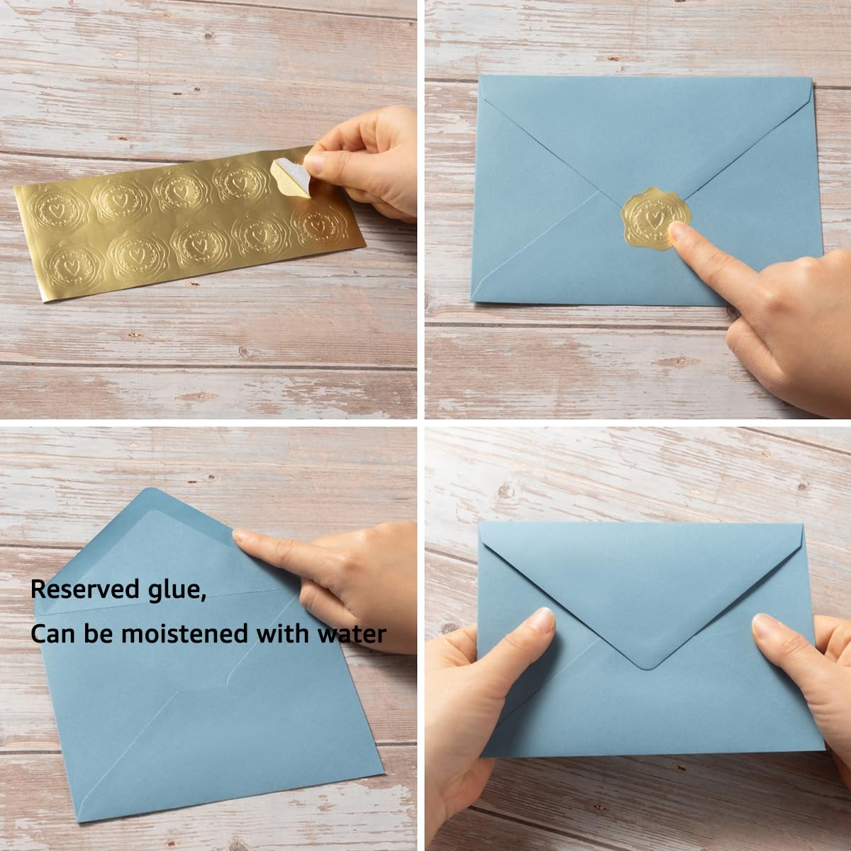 50 Pack A6 Envelopes with Stickers Dusty-Blue, 6 1/2 x 4 3/4 Inches