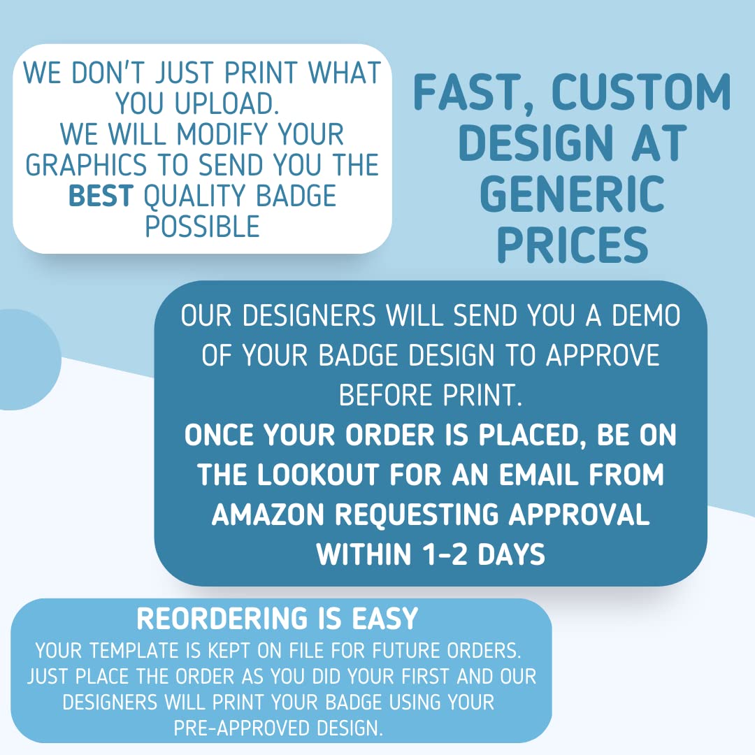 Photo ID Badges Custom Printed - High Definition Edge to Edge Printing Work Badge Custom ID Badge