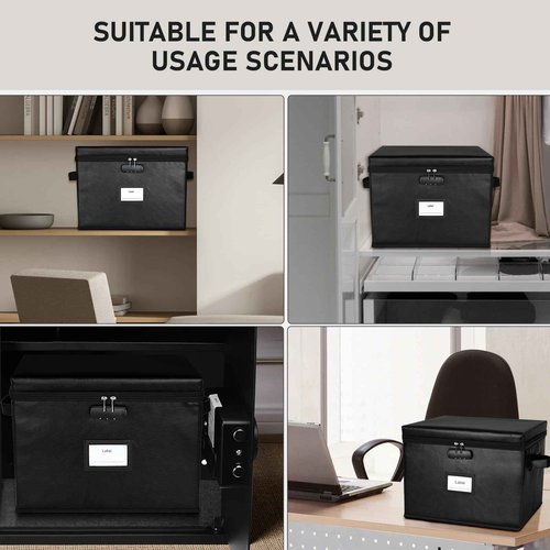 File Box Fireproof Document Box with Lock, Document Safe File Storage Organizer Boxes for Next of Kin Estate Planing Organizer End of Life Planner (Box, Black)