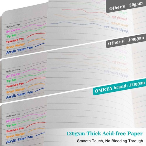 OMEYA 12 pack Journal Notebook, Classic Hardcover Lined Notebooks with 120GSM Premium Thick Paper, College Ruled Faux Leather Journal with Pocket 5.2 x 8.4 in-Multicolor