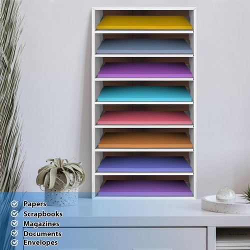 Fuutreo 3 Pcs Paper Organizer 8 Slots Literature Organizers Desk Vertical Mail Storage Craft Paper Storage for Office Home Classroom Mails Books Files Box(White)
