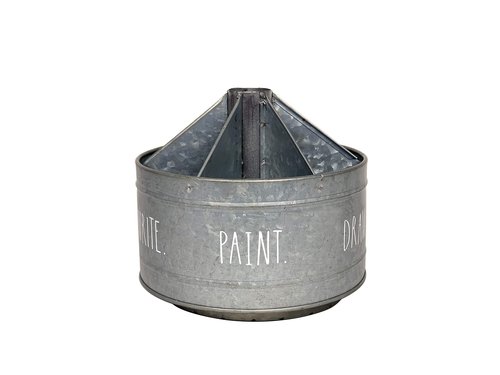 Rae Dunn Rotating Decorative Organizer – Galvanized Steel Desktop Stationary Spinner Holder - 6 Compartment Round Pen and Pencil Cup - Office, Home and Art Supplies - Rae Dunn by Designstyles