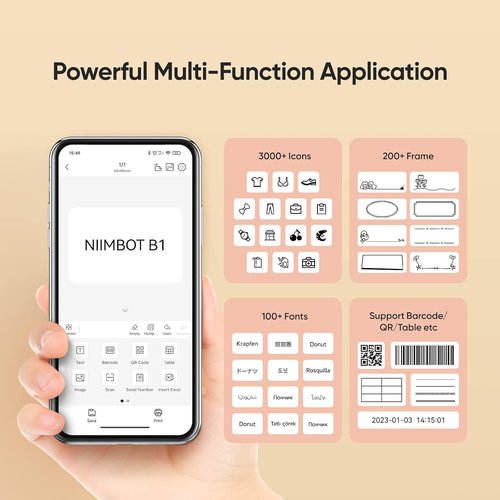NIIMBOT B1 Label Maker - Includes 2 Rolls of Tape for Easy Organization and Labeling