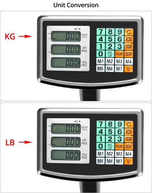 QWORK Foldable 600LB Weight Computing Postal Scale, Floor Platform Digital Scale, Accurate Warehouse Large Shipping Mailing LB/KG Calculator