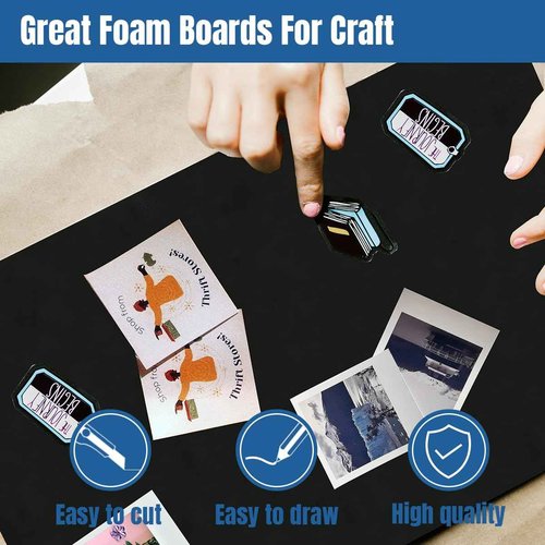 6PACK Black Foam Board 24x36×3/16 inches,5MM Poster Board for DIY Projects High Quality Blank Board Perfect for Arts Crafts School Projects Presentation Displays