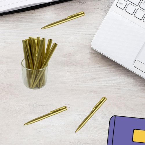 LCPQMZGH 100 Pcs Small Ballpoint Pens, 4 Inch Mini Pens Bulk, for Pocket Notebooks and Notepads, Black Ink (Gold)