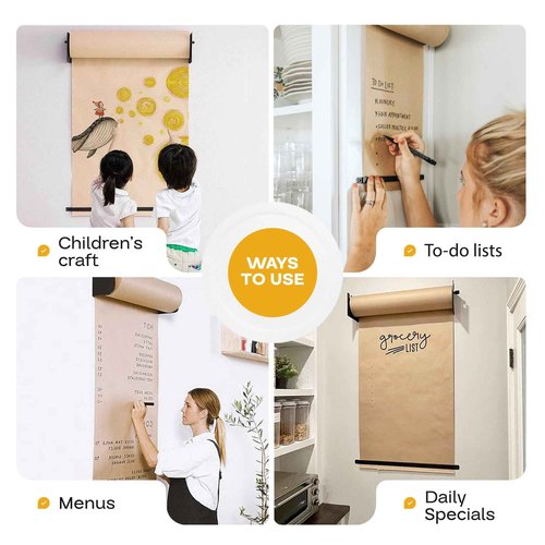 IDL Packaging 18" Wall Mounted Kraft Paper Roll Dispenser & Cutter for Rolls up to 18" Wide and 9" in Diameter - Durable Paper Holder with a Serrated Blade - Wall Mount Set Included