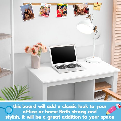 Threehoney 5 Pcs 36" x 1" Cork Strips Bulletin Bar Strips for Wall Bulletin Board Aluminum Trim Brown Cork Boards with Accessories for Paste Notes Photos Classroom Office Home Holiday Decor