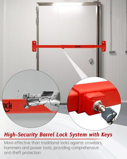 Adjustable Office Door Bar Fit for 32" to 42" Outward Opening Doors, Heavy Duty Anti-Theft Shed Security Barricade Lock Bar, Suitable for Jobsite Office, Warehouse, Trailer Door