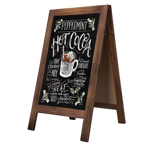TEAKMAMA Chalkboard Signs 40x20 Standing A Frame Chalk Board Easel Sign Sandwich Board Signs Outdoor, Double Sided Blackboard for Back to School Day, Business, Weddings, Rustic Brown