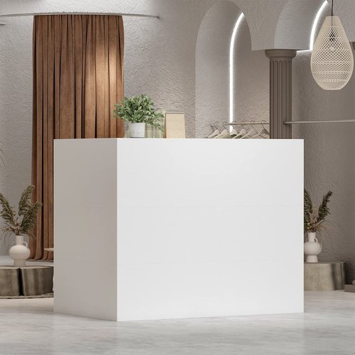 FUFU&GAGA Modern L-Shaped Reception Desk Reception Table Secretary Table Working White