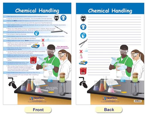 NewPath Learning Safety in The Lab Bulletin Board Charts, Set/8 - Laminated, Double-Sided, Full-Color, 12" x 18" (94-5601)