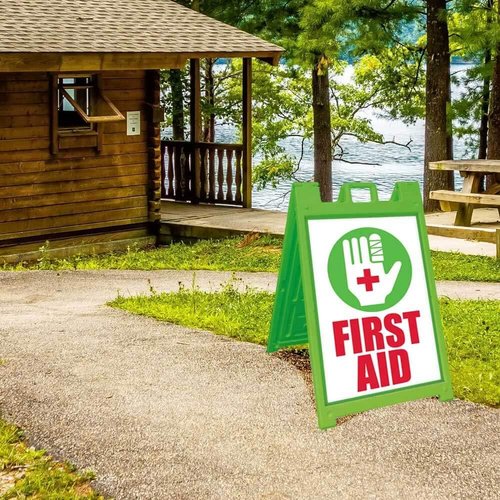Plasticade Signicade Deluxe A-Frame Sidewalk Sign - Portable Double-Sided Display for Storefronts, White