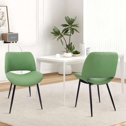 CLATINA Armless Office Reception Guest Chair Set of 8, Big and Tall 500LBS Leather Desk Chair No Wheels with Backrest Padded Seat for Home Lobby Church Conference School Meeting Waiting Room, Green