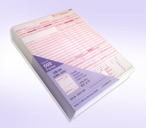 NextDayLabels - UB-04 (CMS 1450) Health Hospital Insurance Claim Form, Laser 8-1/2 x 11 500 Per Pack