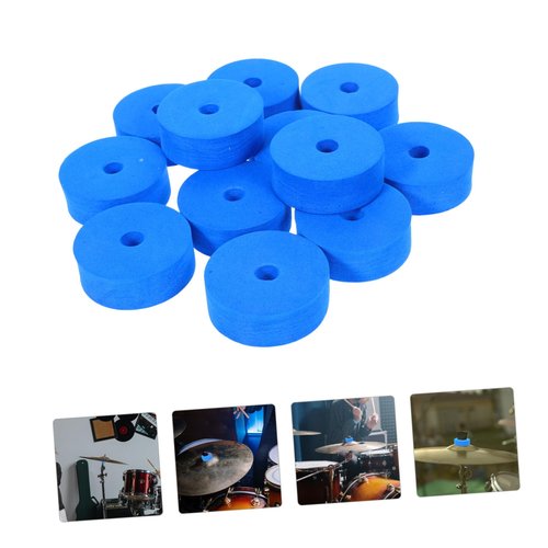 Toddmomy 12Pcs Lake Blue Cymbal Felt Pads Drum Washers for Hi Hat Stand Durable Vibration Accessories for Drum Protection and Performance