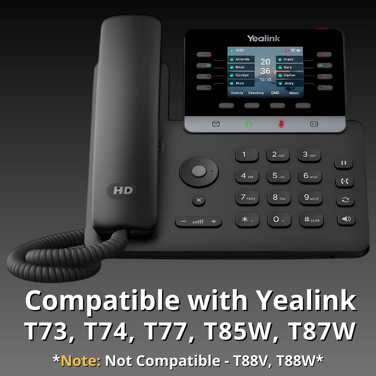 Yealink Phone Power Adapter PS5V2000US - for Yealink Telephones T46, T48S, T58A, T58-CAM, T54W, T57W, Teams Phones - MP52, MP54, MP56, T85W, T87W, Global Teck Microfiber Cloth