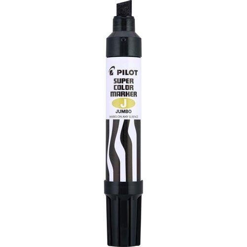 PILOT Super Color Jumbo Refillable Permanent Markers, Black Ink, Extra-Wide Chisel Point, 12-Pack (43100)
