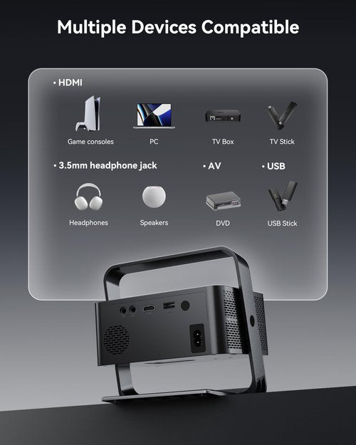 [Native 1080P & Official Licensed Apps] Polocsh 4K Projector with WIFI 6 and Bluetooth, 1000ANSI Smart Projector with Auto Keystone Protable Projectors Home Movie Outdoor Mini Proyector (Steel Gray)