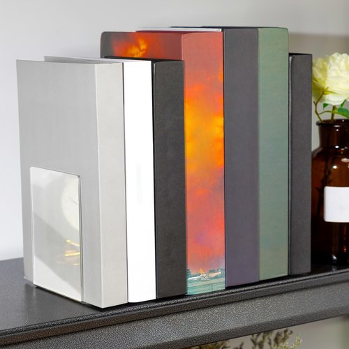 Tatuo 50 Piece Acrylic Bookends Heavy Duty Clear Book Stoppers for Shelves Decorative Book Organizer for Movies, CDs, Library, Office, School 5.12 x 3.94 x 3.94 Inches