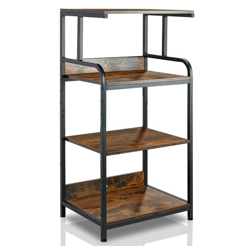 jarrvz 4 Tier Printer Stands, Printer Desk with Wheels, Multipurpose Office and Home Printer Stands, Shelving for Printers or Office for Fax Machines, Scanners, Printer carts for Office Vintage Brown