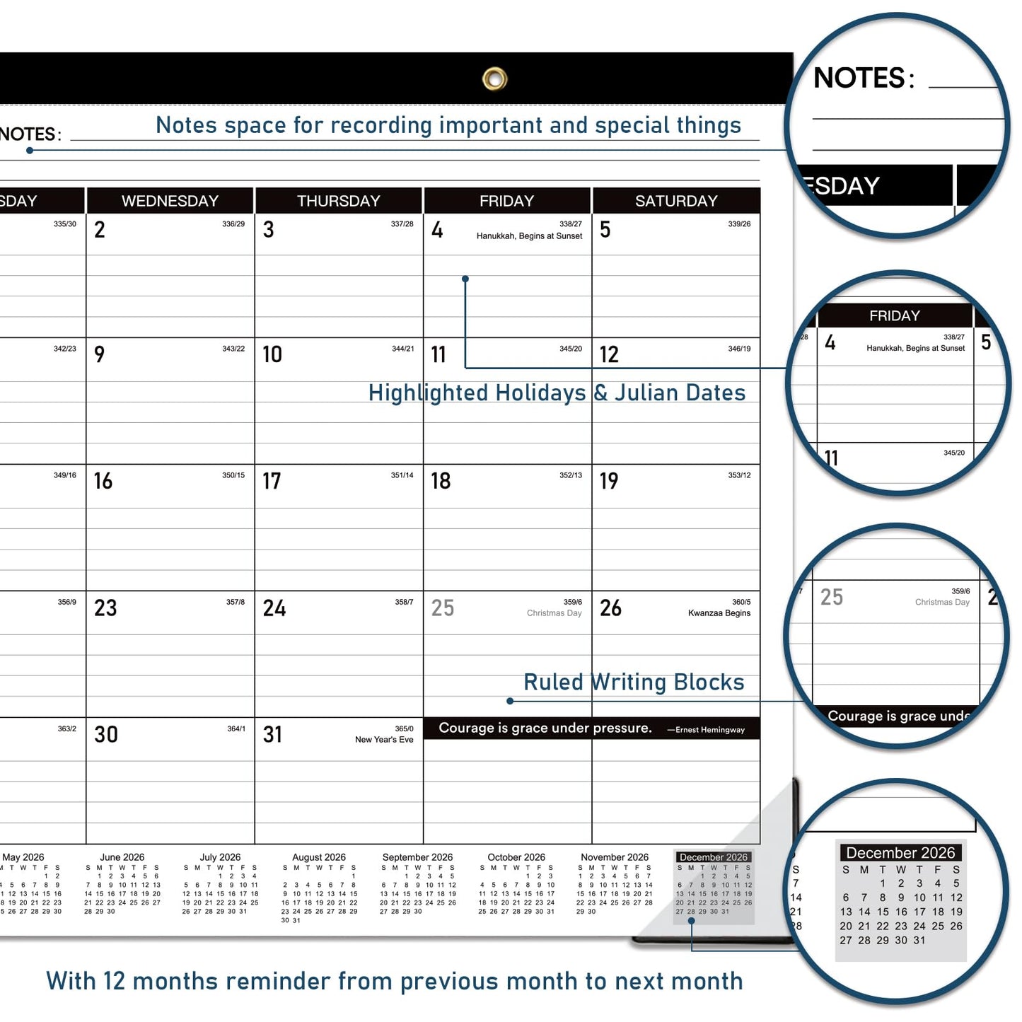 Desk Calendar 2026-2027 - JUL. 2026 - DEC 2027, 18 Months Large Desk Calendar 2026-2027, 17" x 12", Desk Pad, Large Ruled Blocks, to-do List & Notes, Best Desk/Wall Calendar for Planning or Organizing
