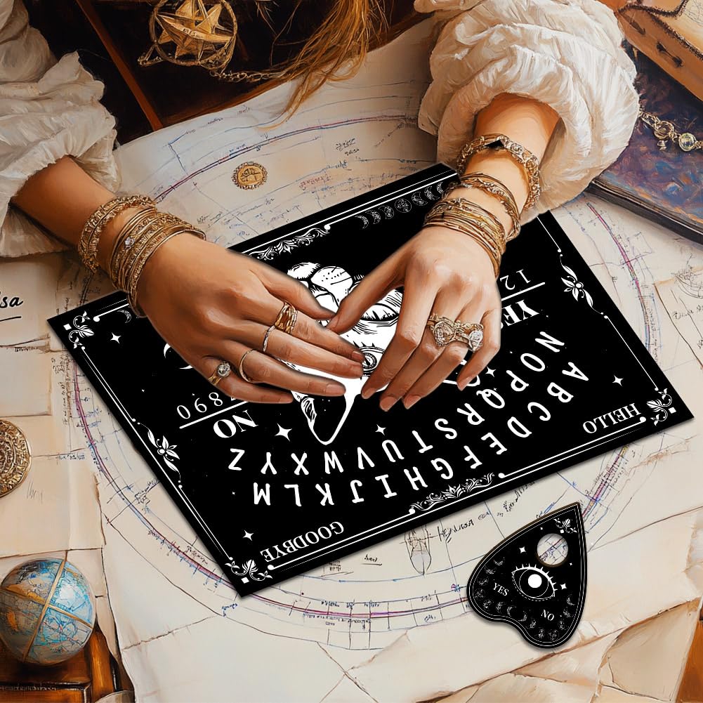 WEBEEDY Cat Spirit Board with Planchette, Third Eye Cat Wood Divination Board Sun and Moon Pendulum Boards Metaphysical Message Talking Boards Decision Maker Pendulum Gift for Christmas Halloween