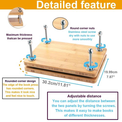Dddzerong Book Binding Press，Wooden Press,Portable Bookbinding Supplies,Binding Clamp，Book Press Bookbinding is Easy to Assemble for Handmade Bookbinding11.7x8 inch