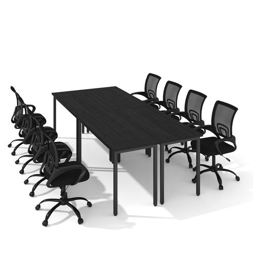 Bonzy Home Conference Table with Chairs Set, 4pcs Office Tables & 8pcs Chairs Set for Conference Room Meeting Room Training Room, Black