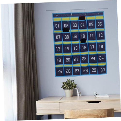 Anneome Classroom Pocket Chart Organizer with Phone and Calculator Holder for Teachers Wall Hanging Storage Bag with Hooks for Efficient Study and Organization