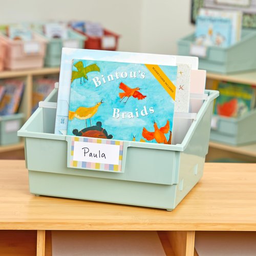 Really Good Stuff Picture Book Classroom Library Bins with Dividers - 6 Pack - Mint Green