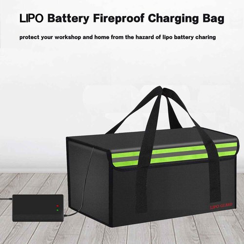 IANDAIROK 17.8"x9.8"x9.8" With support Ebike Battery Safe Bag Fireproof Charging Large Capatity for Lipo Battery Pack Storage Charging Transport, Home Office Travel Safe Storage Pouch