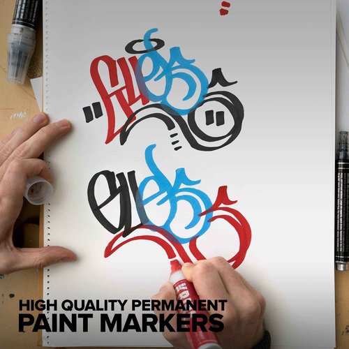 Krink K-75 6 Piece Paint Marker Set - Vibrant and Opaque Fine Art Paint Pen for Any Surface - Permanent Graffiti Markers Paint Markers with Alcohol-Based Paint for Plastic Glass Paper and More