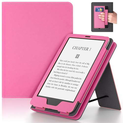 Lainergie Stand Case for Tablet with Hand Strap and Auto Sleep Wake,Raspberry