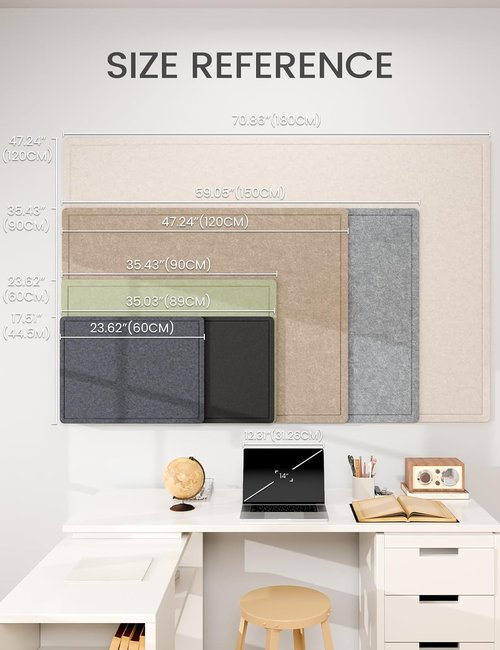 Fluxynara Cork Board Alternative - Foldable Felt Pin Board with 12 Adhesive Tabs | 23.6" x 17.5" - Blue Gray for Home, Office, Classroom