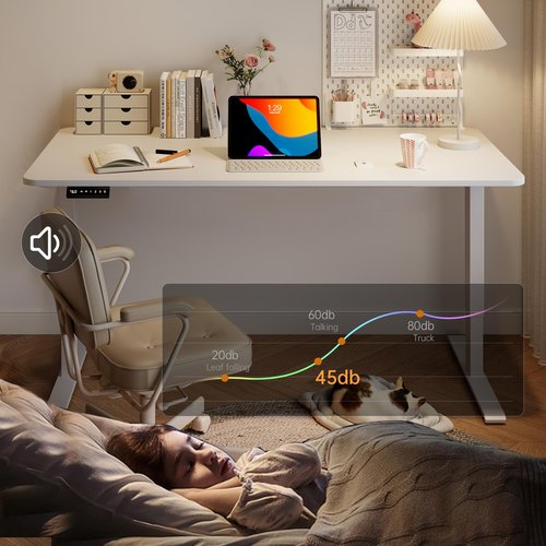Dual Motor Standing Desk Frame, Electric Adjustable Legs, Workstation Desk Base, Sit stand desk frame, 3 Memory Height Settings, with Cable Management Tray, Headphone Hook