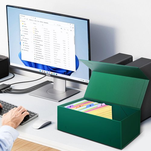 3x5 Index Card Holder Fits Dividers, 3.5x5.5 Inches Index Card Storage Box, Large Capacity - 1 Pack, Green