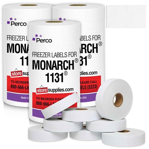 Perco Freezer Adhesives White Labels for Monarch 1131 Price Gun – 3 Sleeve, 60,000 Price Gun Labels
