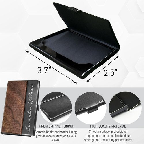ubjva Personalized Business Card Holder Custom Card Wallet with Engraved Name Business Card Organizer for Men and Women