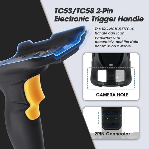 TC53 Trigger Handle for Zebra TC53 TC58 Handheld Barcode Scanner Mobile Computer (TRG-NGTC5-ELEC-01) - Requires Use with Rugged Protective Case (SG-NGTC5EXO1-01) for Safe Sensitive Scanning