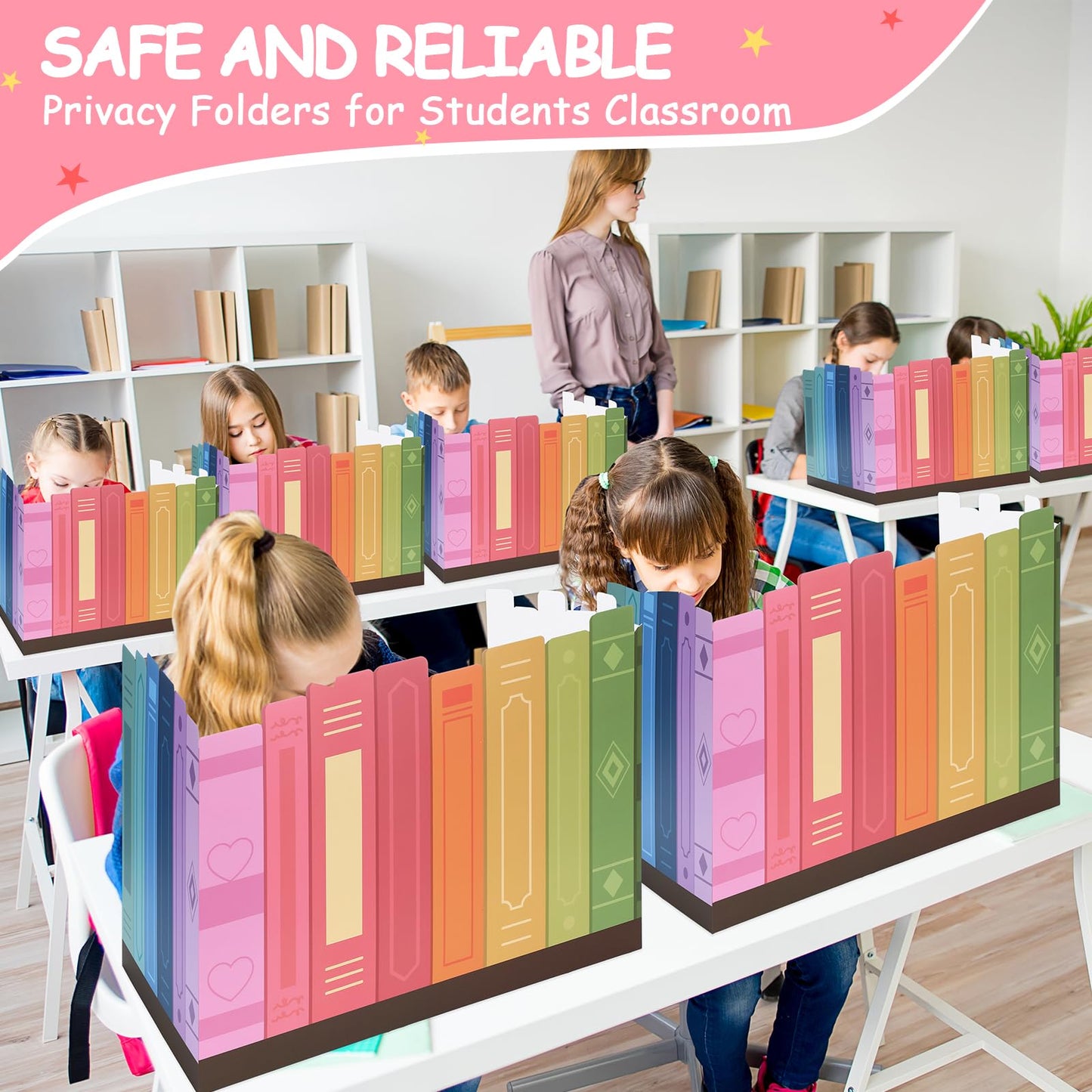 Honoson 24 Pcs Bulk Inspirational Privacy Folders for Students Cardboard Test Privacy Boards Motivational Words Desk Dividers Shield for Classroom School Study Supplies (Pastel Rainbow)