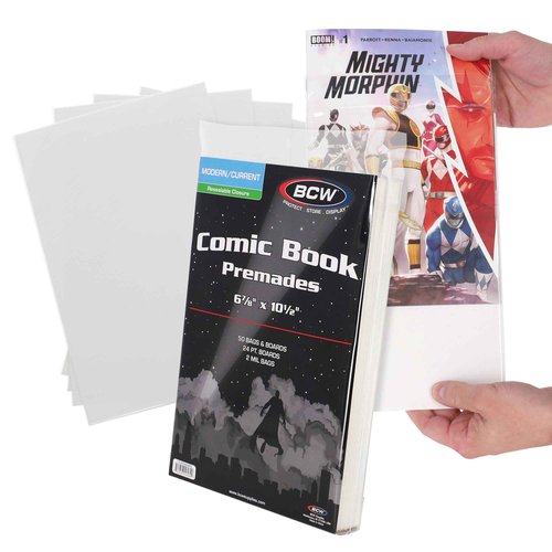 BCW Current Resealable Comic Bags & Boards | Preloaded Sleeves & Backer Boards for Modern Comics (250 Pack)