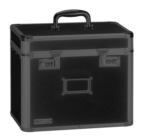 Vaultz File Organizer Storage Box - 14 x 7 x 12.19 Inch Letter Size, Portable Locking Storage Totes with Dual Combination Locks for Filing Office Documents - Super Tactical