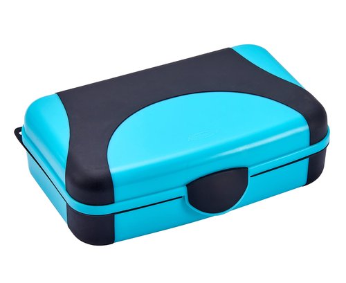 It's Academic Pencil Case, Hard Pencil Box Holder for Kids, Durable Plastic with Latch, for Pencils, Pens, Markers, Crayons, Blue & Black