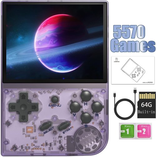 RG35XX Retro Handheld Game Console - 3.5 Inch IPS Screen, 32GB Storage, HDMI Output | Purple