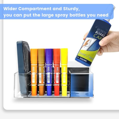 Zvanila Acrylic Magnetic Dry Erase Marker Holder, 10 Slots Clear Holder for Classrooms, Offices, Home, Marker, Eraser and Cleaner Not Included